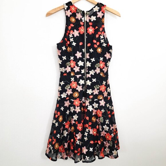 Bronx & Banco Moulin Rouge Floral Embroidered Sleeveless Mini Dress Medium - Picture 4 of 10
